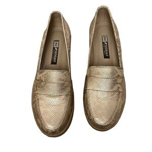 ESTODAS Peruvian snakeskin textured gold metallic 1” sole loafers